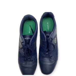 Lacoste Men’s Europa LCR Navy & White Synthetic Leather Sneakers Size 13